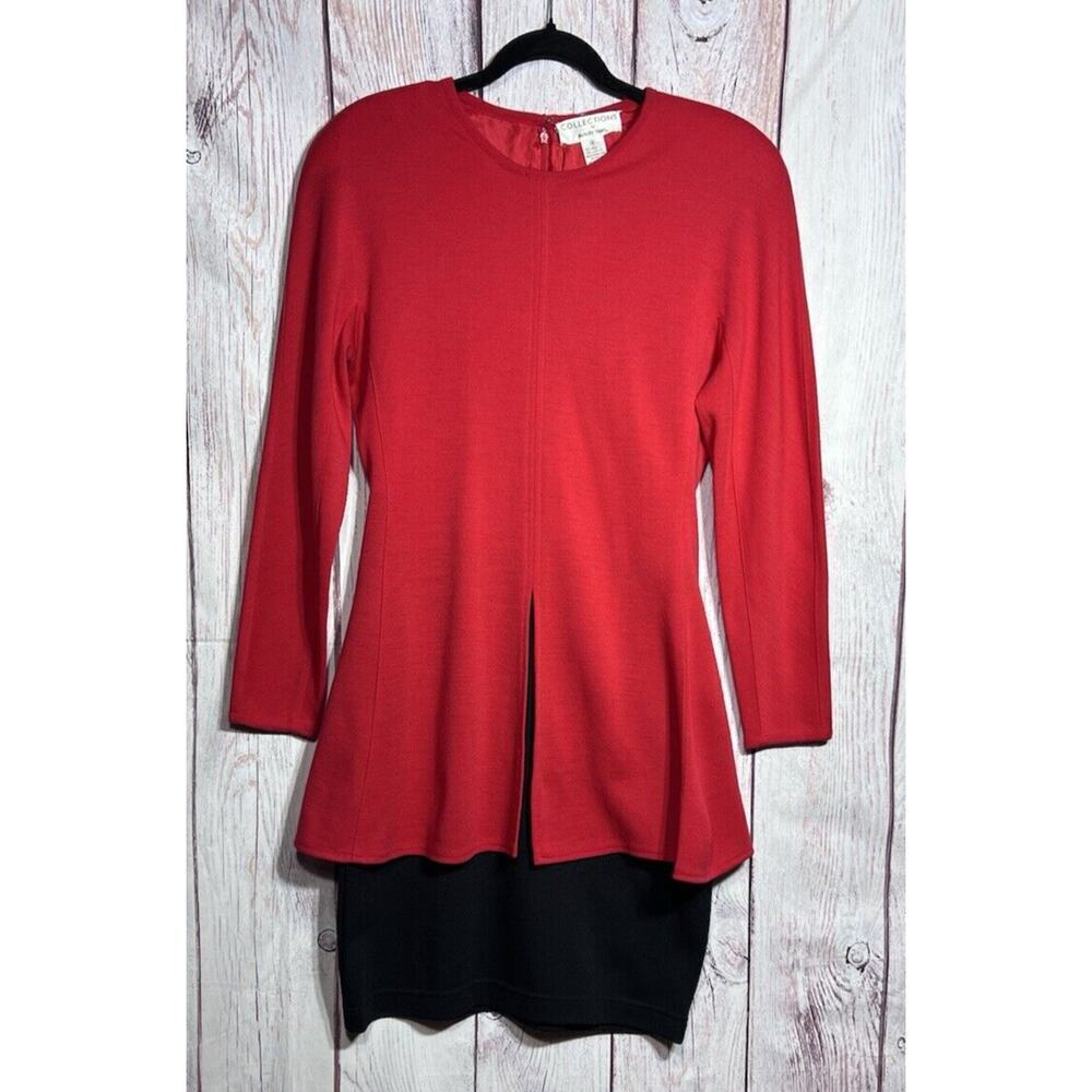 Collections Michelle Stuart Vintage Dress Pencil Skirt Red Black 80s Halloween M